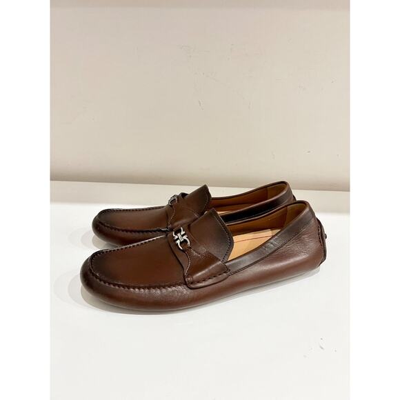 Salvatore Ferragamo Florin Leather Moccasin Driving Loafer Shoes Brown Men 10.5E main image 6